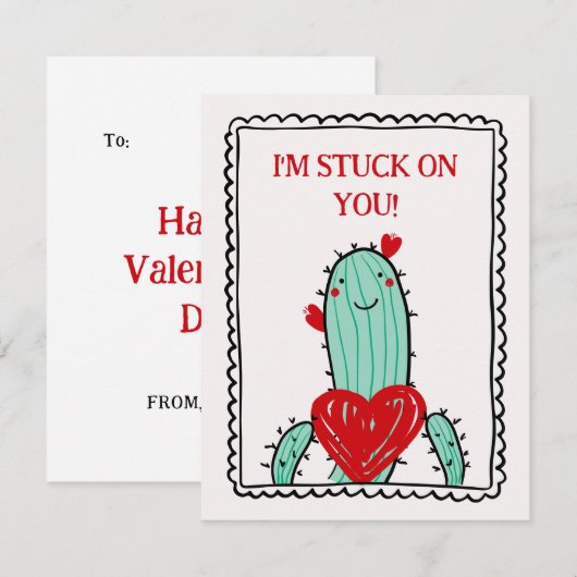 I'm Stuck On You Funny Kids Valentine's Day Card ノートカード (正面/裏面)