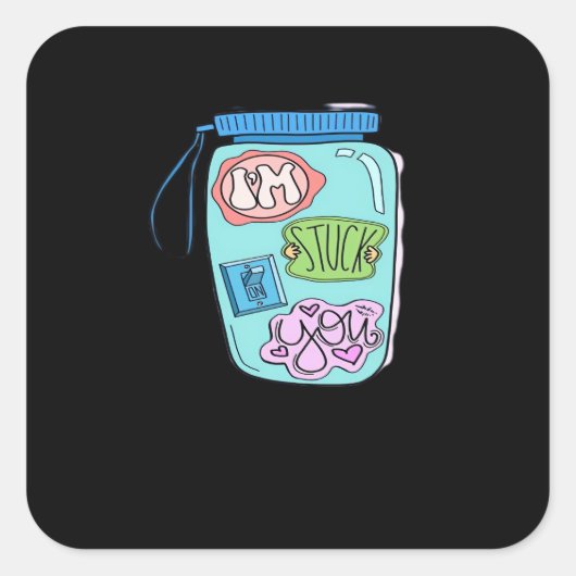 Im Stuck On You Sticker Minimal Love Design  スクエアシール (正面)