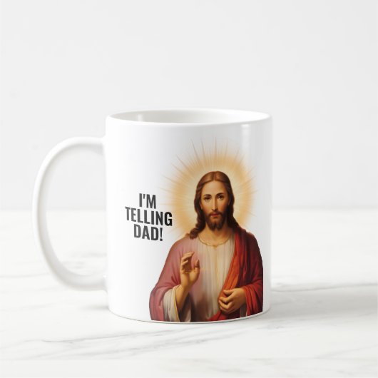 I'm Telling Dad - Funny Jesus Meme コーヒーマグカップ (左)