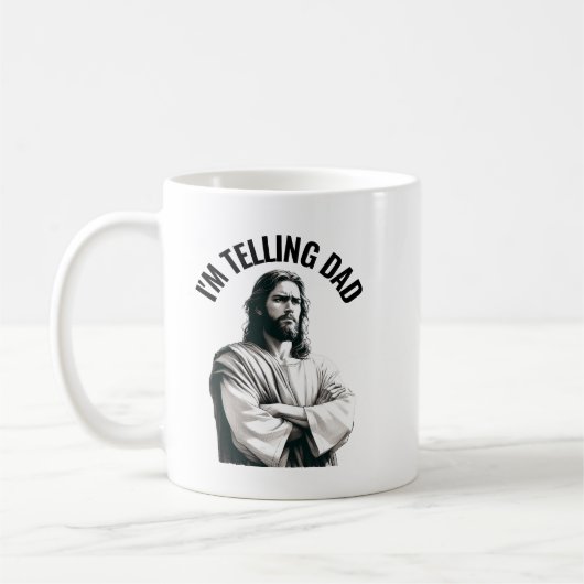 I'm Telling Dad - Funny Jesus Meme コーヒーマグカップ (左)