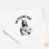 I'm Telling Dad - Funny Jesus Meme ラウンドシール (封筒)
