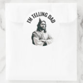 I'm Telling Dad - Funny Jesus Meme ラウンドシール (バッグ)