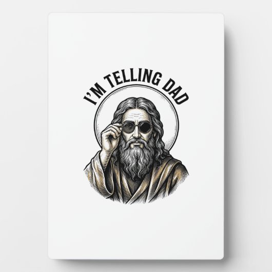 I'm Telling Dad Vintage Engraving Funny Shirt フォトプラーク (正面)