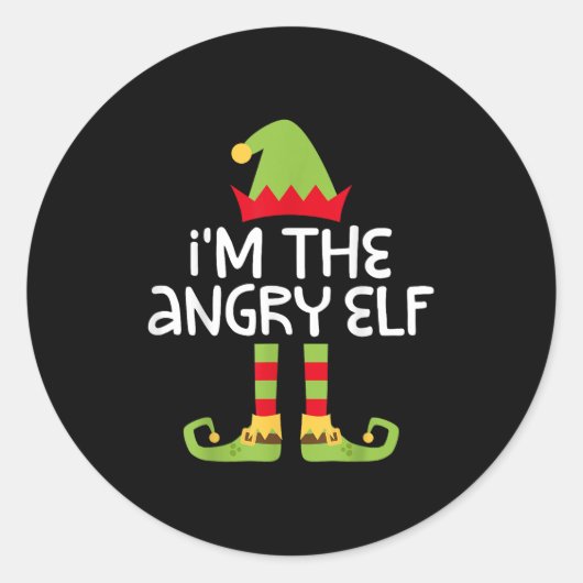 I'm The Angry Elf Matching Christmas Elf Shirt  ラウンドシール (正面)