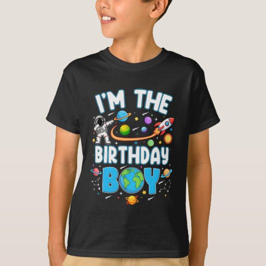 I'm The Birthday Boy Astronaut Family Space Planet Tシャツ (正面)