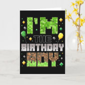 I'm The Birthday Boy Party Gamer Pixel Boy Kid Bir カード (黄色い花)