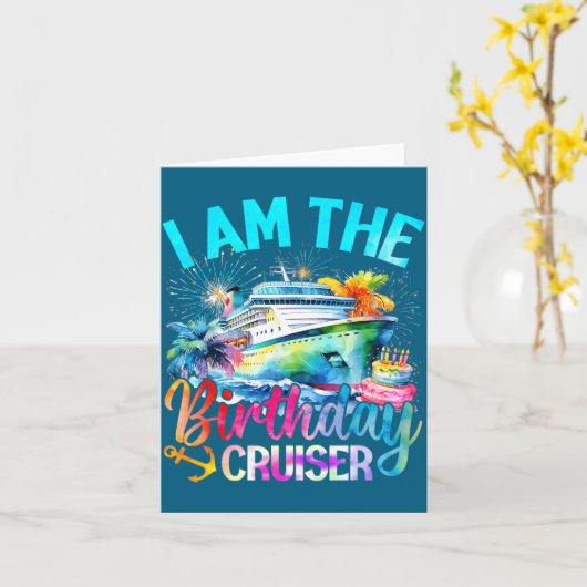 I'm The Birthday Cruiser Funny Cruise Birthday  カード (黄色い花)