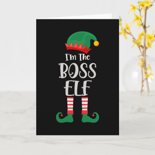 Im The Boss Elf Matching Christmas カード (黄色い花)
