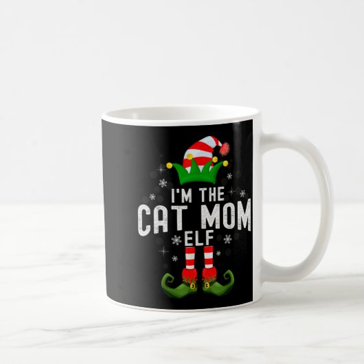 I'm The Cat Mom Elf Christmas Family Pjs Costume コーヒーマグカップ (右)