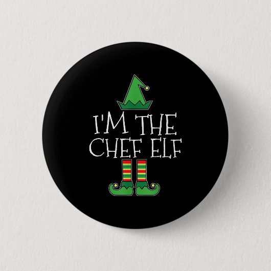 I'm The Chef Elf Matching Family Group Christmas T 缶バッジ (正面)