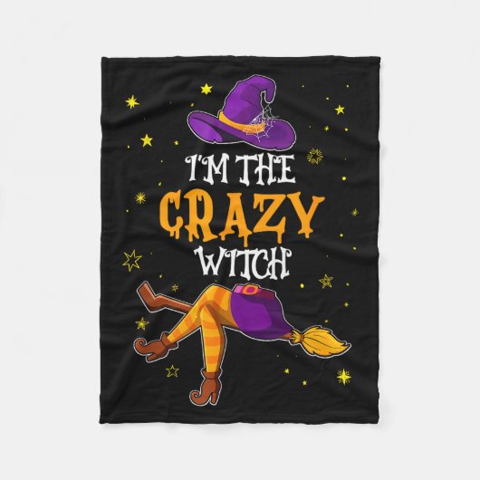I'm The Crazy Witch Funny Halloween Matching Group フリースブランケット (正面)