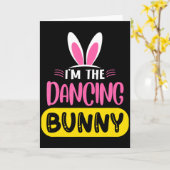 Im The Dancing Bunny Rabbit Ears Egg Funny Easter  カード (黄色い花)