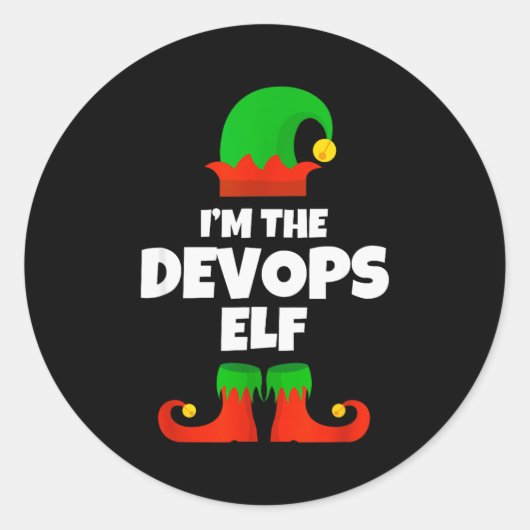 I'm The Devops Elf Family Pajama Christmas Enginee ラウンドシール (正面)