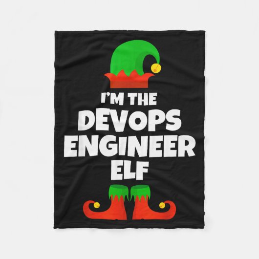 I'm The Devops Engineer Elf Family Pajama Christma フリースブランケット (正面)