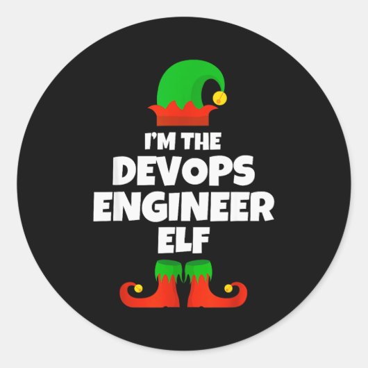 I'm The Devops Engineer Elf Family Pajama Christma ラウンドシール (正面)