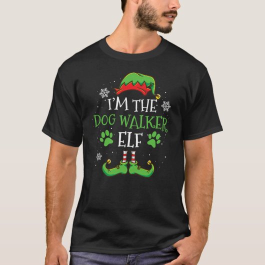 Im The Dog Walker Elf Christmas Tシャツ (正面)