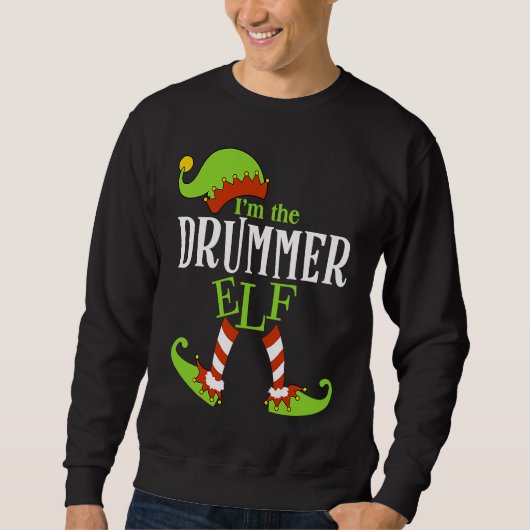 I'm The DRUMMER Elf Family Group Matching PJ Chris スウェットシャツ (正面)