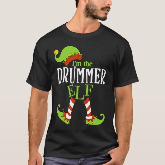 I'm The DRUMMER Elf Family Group Matching PJ Chris Tシャツ (正面)