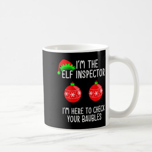 I'm The Elf Inspector Funny Baubles Christmas Elf コーヒーマグカップ (右)