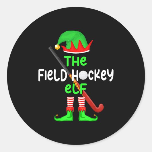 I'm The Field Hockey Elf Christmas Family Matching ラウンドシール (正面)