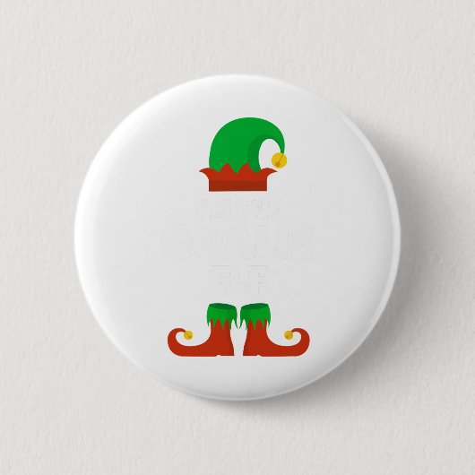 I'm The Goalie Elf Family Pajama Christmas Hockey 缶バッジ (正面)