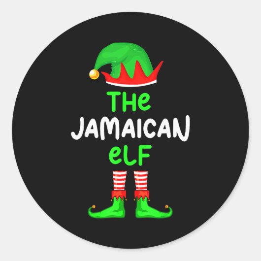 I'm The Jamaican Elf Jamaica Christmas Funny Pajam ラウンドシール (正面)