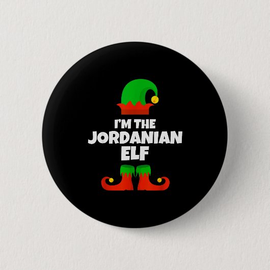 I'm The Jordanian Elf Family Pajama Christmas Funn 缶バッジ (正面)