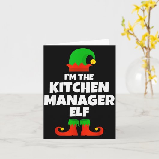 I'm The Kitchen Manager Elf Family Pajama Christma カード (黄色い花)