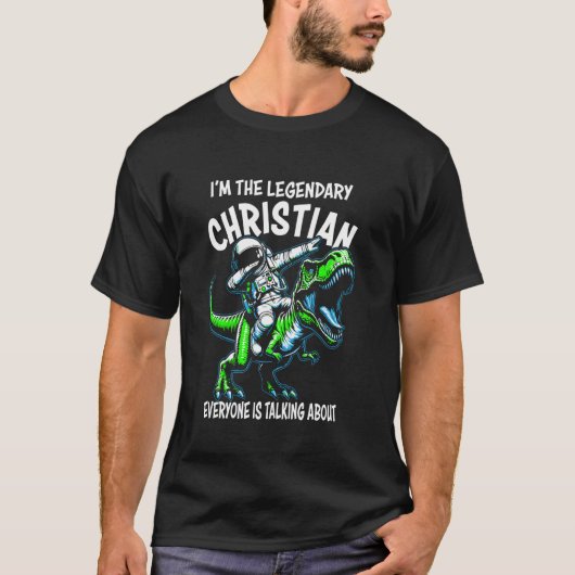 I'm The Legendary Christian Funny Astronaut Dinosa Tシャツ (正面)
