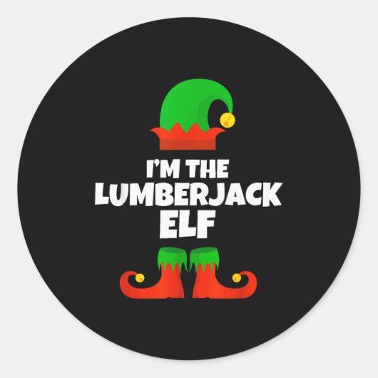 I'm The Lumberjack Elf Family Pajama Christmas Fun ラウンドシール (正面)
