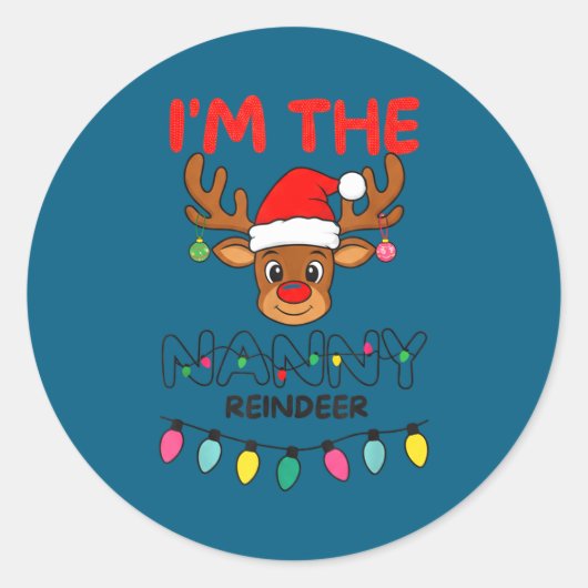 I'm The Nanny Reindeer Family Christmas Matching G ラウンドシール (正面)