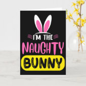 Im The Naughty Bunny Rabbit Ears Egg Funny Easter  カード (黄色い花)