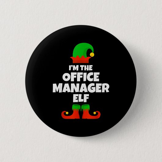 I'm The Office Manager Elf Family Pajama Christmas 缶バッジ (正面)