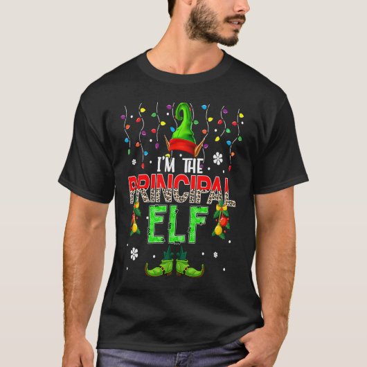I'm The Principal Elf Xmas Leopard Elf Costume Fa Tシャツ (正面)