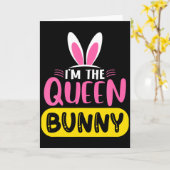 Im The Queen Bunny Rabbit Ears Egg Funny Easter D  カード (黄色い花)