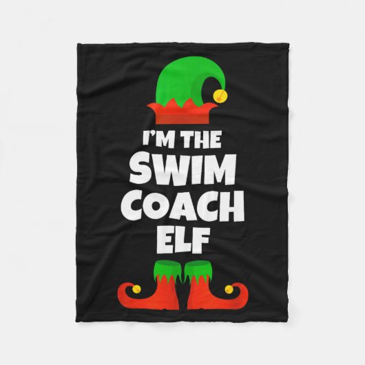 I'm The Swim Coach Elf Family Pajama Christmas Fun フリースブランケット (正面)