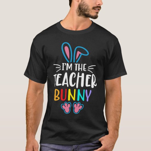 I'm The Teacher Bunny Easter Day Rabbit Family Mat Tシャツ (正面)