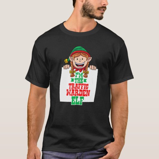 I'm the traffic warden elf female elf family match tシャツ (正面)