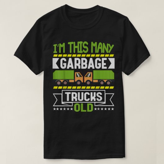 I'm this many Garbage Trucks Old  2nd Birthday  Tシャツ (デザイン正面)