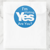 I'm VotingYes3"ステッカー ラウンドシール (バッグ)