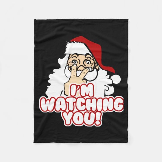 Im Watching You Christmas Santa Claus フリースブランケット (正面)