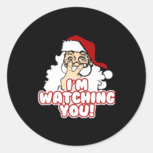 Im Watching You Christmas Santa Claus  ラウンドシール (正面)