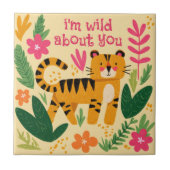 I'm Wild About You Cute Tiger Valentine's Day  タイル (正面)