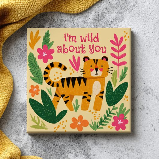 I'm Wild About You Cute Tiger Valentine's Day  タイル