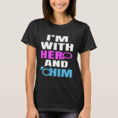 I'm With Her And Him Throuple Bisexual Pride Polya Tシャツ (正面)
