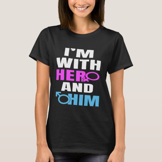 I'm With Her And Him Throuple Bisexual Pride Polya Tシャツ (正面)