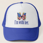 I'm With Her Cute Kamala Harris Butterfly キャップ<br><div class="desc">I'm with Her hat. Support Kamala Harris for President. Beautiful American flag butterfly with pretty flowers for a democrat who likes cute political designs.</div>