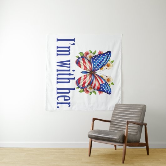 I'm With Her Cute Kamala Harris Butterfly タペストリー (インサイチュ(横))