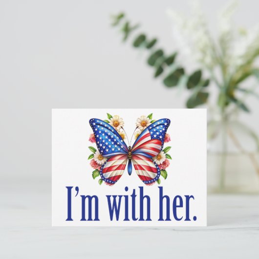 I'm With Her Cute Kamala Harris Butterfly ポストカード (スタンド正面)