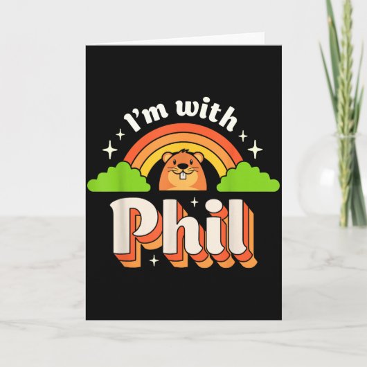 Im With Phil Groundhog Day Funny Men Women Retro R カード (正面)